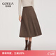 歌莉婭水洗羊毛半身裙女秋冬2025新款設計感八片裙傘裙1EDL2D11B 86Y咖啡色 S
