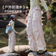 moonkids女童速干褲夏季薄款兒童運動長褲徒步工裝戶外女大童登山褲子