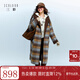 三彩【綿羊毛】2025冬季新款格紋雙面呢大衣兩面穿毛呢外套F 咖啡色格紋 S 155/80A
