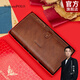WILLIAMPOLO男士錢(qián)包長(cháng)款真皮錢(qián)夾牛皮皮夾拉鏈銀行卡包生日禮物送男友老公 復古黃棕色(專(zhuān)柜禮盒)