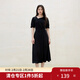 獨束大碼女裝氣質(zhì)收腰顯瘦黑色抽褶連衣裙赫本風(fēng)2025夏裝新款長(cháng)裙 靜謐黑（梨型） XL （尺碼：3）