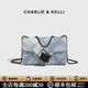 CHARLIE&KELLI CK品牌包包女款韓版復古鏈條小方包手提斜挎包女士2026新款單肩 藍色【母親節生日520情人節禮物】