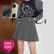 妖精的口袋【送腰帶】妖精的口袋灰色百褶半身裙女2024夏季新款高級感短裙子 淑女灰色 S