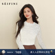 詩(shī)凡黎（‘S EIFINI）【打底王者】法式蕾絲木耳邊打底衫25冬新款含羊毛針織內搭 白色 L