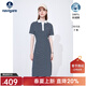 Navigare意大利小帆船條紋短袖連衣裙女夏季純棉顯瘦POLO裙百搭休閑長(cháng)裙 海軍藍/白 S 碼