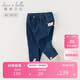 戴維貝拉兒童牛仔褲女冬裝女童加絨褲子女寶寶薄絨休閑褲外穿