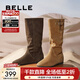 百麗（Belle）復古簡(jiǎn)約西部堆堆靴女冬季新款商場(chǎng)款內增高高筒靴E5Y1DDG5 灰色 37