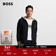 雨果博斯BOSS【情人節禮物 經(jīng)典款】男士彈力棉質(zhì)拉鏈連帽直筒衛衣 001-黑色 L