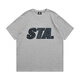 STA復古高街豹紋字母印花短袖國潮牌美式情侶夏季寬松圓領(lǐng)半袖t恤男 灰色 XL