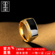 墨者善石 黃金寶石戒指足金999鑲墨玉活口男士扳指實(shí)心素圈指環(huán)禮物送長(cháng)輩 足金和田玉(金重約7.09克)