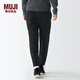 無(wú)印良品 MUJI 男女通用 雙層編織 里起毛 錐形褲 無(wú)性別 男款女款 BEI16C1A 黑色 L