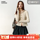 馬登女裝 肌理紋短款針織衫外套不規則修身上衣bm內搭長(cháng)袖打底衫女 米白 M