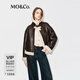 MO&Co.外套2025冬新品機車(chē)風(fēng)素皮毛領(lǐng)皮袢扣立領(lǐng)夾克寬松短款MBE4COTT27 柚木棕色 S /160