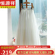恒源祥2026春夏新款白色網(wǎng)紗半身裙女高腰顯瘦中長(cháng)款a字大擺垂感蓬蓬裙 白色 M 新款3層加蓬80C 身高160露腳
