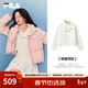 FILA 斐樂(lè )楊冪同款官方女子套頭衛衣冬新款休閑拼色針織長(cháng)袖上衣 云峯白-IV S 160/80A/S