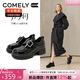 康莉（COMELY）深口厚底小皮鞋女2026年新款春季粗跟單鞋百搭黑色樂(lè )福鞋 黑色 37