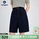 Navigare意大利小帆船牛仔短褲25夏季新款百搭時(shí)尚五分褲高腰通勤百搭中褲 海軍藍 S