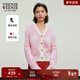 Teenie Weenie小熊女春季馬海毛混紡紅色毛衣慵懶氛圍時(shí)髦針織開(kāi)衫 粉色 S