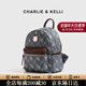 CHARLIE&KELLI CK品牌女士雙肩包時(shí)尚新品大容量通勤背包書(shū)包媽咪包外出旅行包 藍色【京倉配送 贈專(zhuān)柜禮袋】