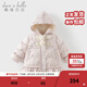 戴維貝拉（DAVE＆BELLA）兒童連帽外套防潑水加絨女寶寶羽絨服洋氣女童衣服小童新年冬裝 小碎花印花【現貨】 80 cm 【充絨量47.5g】