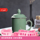 龍泉青瓷茶杯辦公杯陶瓷茶具家用喝茶杯純手工泡茶杯帶柄杯子普洱茶杯水杯 哥窯梅子青開(kāi)片-禮盒裝
