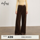 伊芙麗（eifini）朱珠代言伊芙麗時(shí)髦百搭溫暖感燈芯絨直筒拖地褲2025冬季新款 咖啡 L