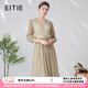 愛(ài)特愛(ài)（EITIE）法式優(yōu)雅氣質(zhì)收腰顯瘦百褶網(wǎng)紗亮絲連衣裙夏新款女裙A2407337 香檳白13 M 160