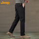 JEEP吉普休閑褲男春秋季商務(wù)寬松直筒褲子男士潮流百搭男褲 黑色 33