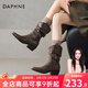 DAPHNE達芙妮棕色短靴女2025新款秋季美拉德堆堆靴西部牛仔靴尖頭騎士靴 棕色 38