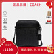 蔻馳（COACH）【奢禮傳情】男包 老花飛行包時(shí)尚百搭實(shí)用單肩斜挎包 送男友禮物 黑色浮雕印花4009QBBK