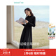 茵曼（INMAN）2025秋冬女裝新款燈芯絨連衣裙新品長(cháng)袖休閑針織禮服中長(cháng)裙子 午夜黑-18348357H1 M