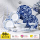 陶溪川 CERAMIC ART AVENUE碗碟套組家用景德鎮陶瓷無(wú)鉛餐具套裝釉中彩青花瓷喬遷新居禮物 深林物語(yǔ)6人食餐具套裝 30頭