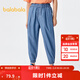 巴拉巴拉童裝男童褲子兒童牛仔褲夏裝防蚊薄款大童天絲牛仔束腳褲 牛仔中藍88201 140 cm