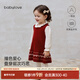 babylove女寶寶連衣裙秋冬羊毛針織拜年服洋氣圣誕裙子星空銹紅 星空銹紅 90