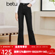 百圖betu女裝秋新款牛仔褲ins風(fēng)高腰大長(cháng)腿喇叭褲牛仔褲女2308T75 黑色 L