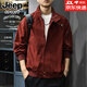 JEEP SPIRIT吉普工裝外套男春秋季男士純棉美式復古工裝夾克潮牌上衣休閑男裝 紅色 L 碼建議體重(130斤-145斤)