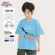 MARK FAIRWHALE馬克華菲兒童短袖T恤純棉夏季男女童寬松百搭潮牌寬松全棉防蚊褲 M斜挎包冰川藍 140