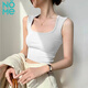 NOMe吊帶背心女外穿無(wú)袖寬肩帶短款大U領(lǐng)露臍遮副乳背心上衣 白色 L