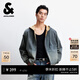 杰克·瓊斯（JACK&JONES）男生春季牛仔夾克連帽復古外套美式做舊水洗上衣225357003 A14深牛仔藍 XL （185）