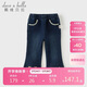 戴維貝拉（DAVE＆BELLA）兒童加絨褲子女童牛仔褲女寶寶A類(lèi)冬裝微喇長(cháng)褲