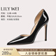 Lily Wei黑色高跟鞋女2025年春夏新款面試女單鞋大碼情人節禮物 黑色【跟高10cm】 36