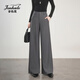 金狐貍窄版闊腿西褲女2026新款春夏垂感休閑小個(gè)子高腰顯瘦直筒西裝褲子 灰色 L (28)