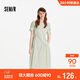 森馬（Semir）連衣裙女夏不規則拼接木耳邊泡泡袖收腰設計感中長(cháng)裙101325114041