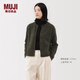 MUJI女式 羊毛混毛圈花式線(xiàn)圓領(lǐng)開(kāi)衫 針織衫外套25年冬季毛衣BA1QMA5A 卡其綠 M (160/84A)
