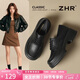 ZHR單鞋女春秋厚底粗高跟小皮鞋女英倫風(fēng)通勤樂(lè )福鞋子女 QE26黑色37