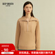 深呼吸DEEP BREATH女裝套頭翻領(lǐng)直筒衛衣拉鏈領(lǐng)運動(dòng)風(fēng)長(cháng)袖女8300127 卡其 M (3)