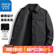 真維斯夾克男春秋外套休閑翻領(lǐng)上衣美式潮流格子百搭加棉加厚商務(wù)外套 黑色常規 3XL （155斤-170斤）