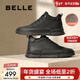 百麗（Belle）休閑短靴男商場(chǎng)同款牛皮高幫板鞋加絨保暖8DS01DD3 黑色毛里 39 (245mm)