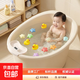 兒童泡澡桶兒童洗澡盆寶寶游泳浴桶可坐家用大號沐浴桶 大號米白色+禮包0~8歲
