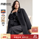 尚都比拉純羊毛翻領(lǐng)毛呢大衣女冬季牛角扣長(cháng)袖雙面呢外套中長(cháng)款寬松大衣
